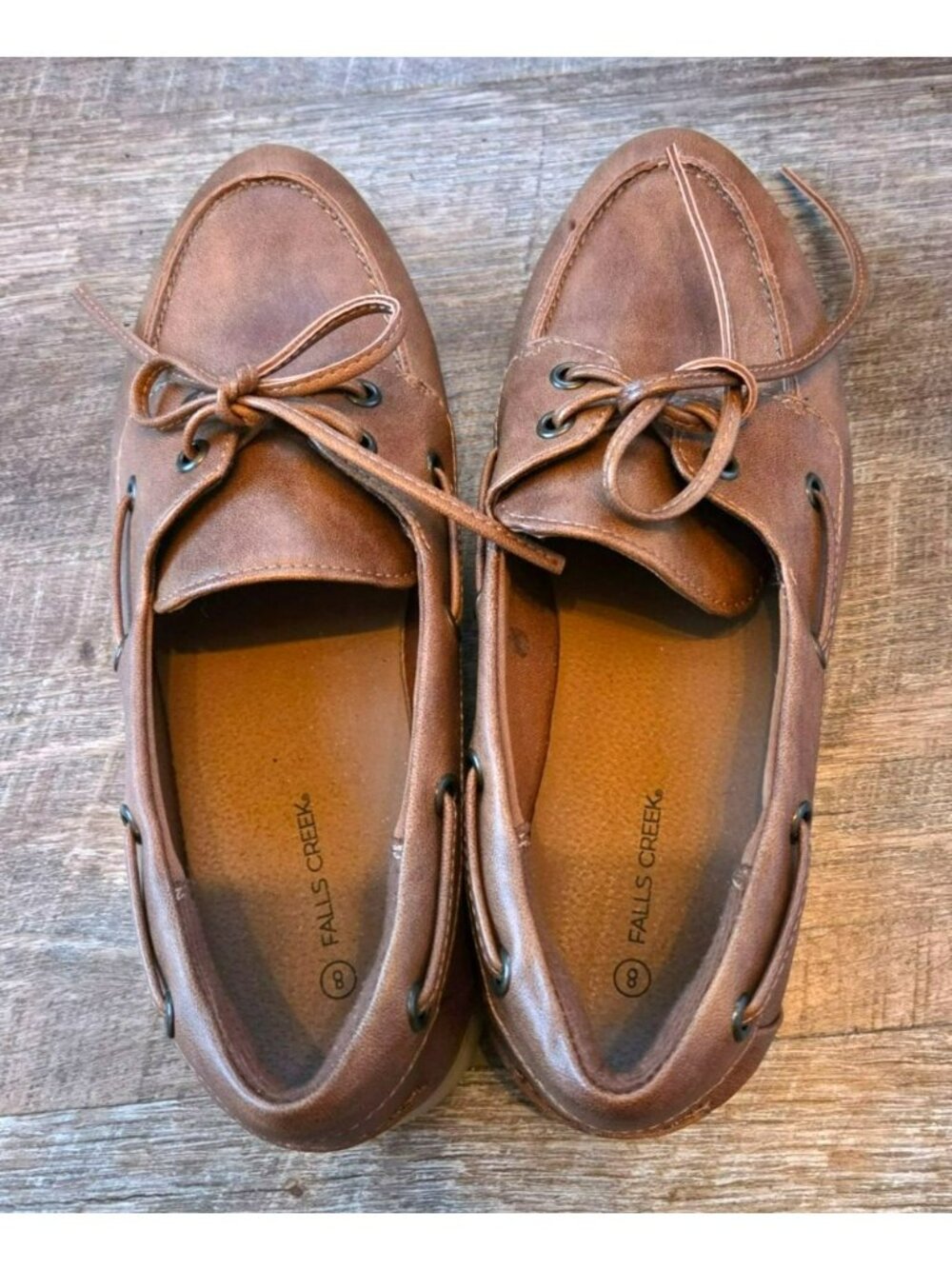 Falls Creek Shana Boat Shoes in Cognac Brown/Tan Women's Size 8 loafer/slip on